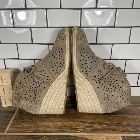 Toms Desert Wedge Womens Size 10 Shoes Taupe Suede Comfort Espadrille Ankle Boot - Picture 5 of 12